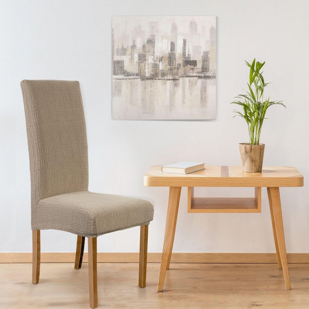 EUROFIRANY | Stuhlüberzug - 35 x 30 x 55 cm - beiger Stuhlbezug - Modern