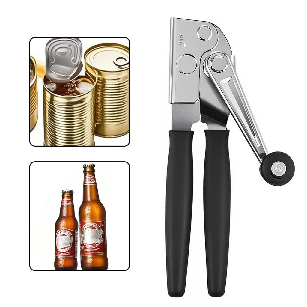 Dosenöffner manueller Edelstahl-Dosenöffner mit Komfortgriff Manuelle Bedienung Glatte Kante Bierflaschenöffner für Senioren mit Arthritis und ...