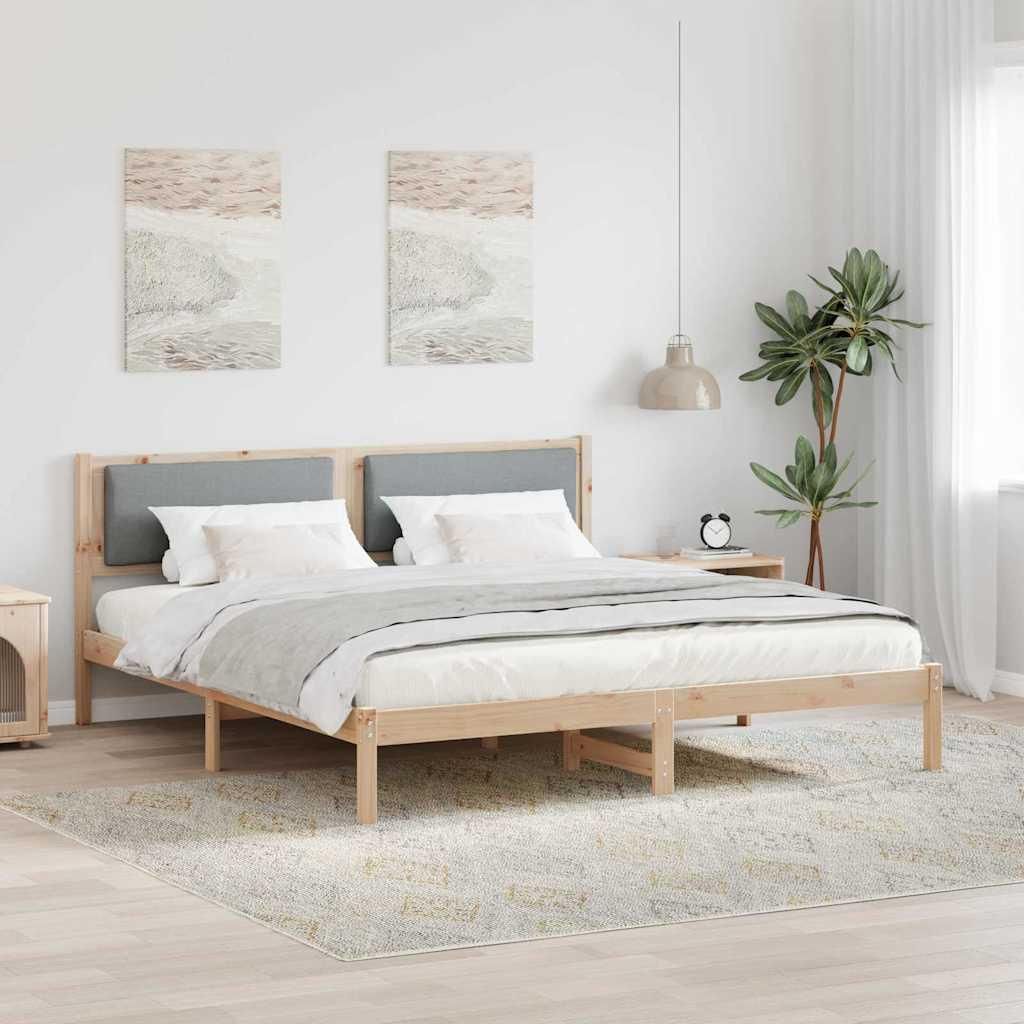 Maison Exclusive - Bettrahmen Hellgrau 200 x 200 cm Massives Kiefernholz