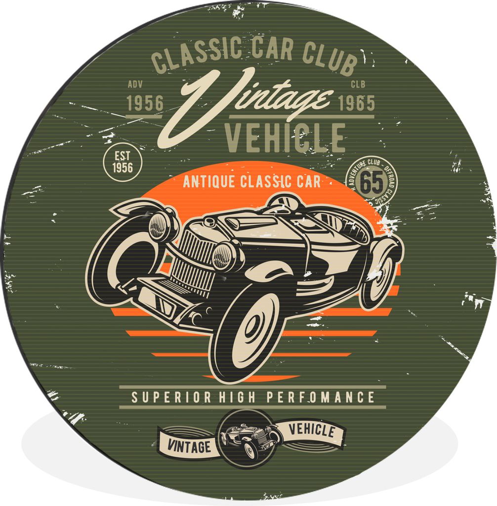 MuchoWow Aluminium Wandkreis Oldtimer - Oldtimer - Auto Ø 30 cm Wanddeko Modern Wohnzimmer - Wand Bild - Wohnzimmer - Runde Bilder - Alubilder -...