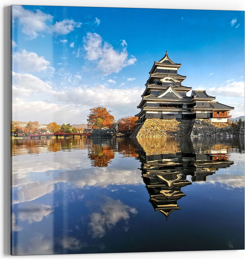 DEQORI Glasbild Echtglas 30x30 cm 'Schloss Matsumoto, Produktbild 