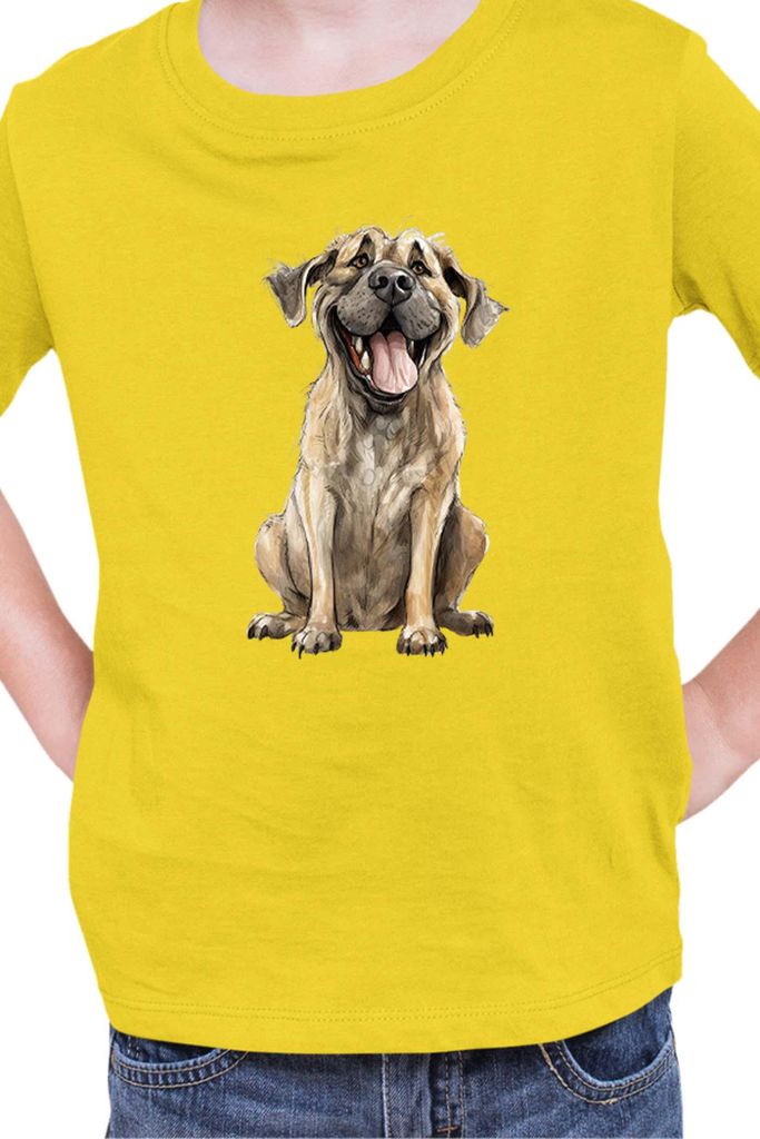Kinder T-Shirt Funny Dogs Breeds English Mastiff Dog Breed, 9-11 Jahr - 140 / Gelb