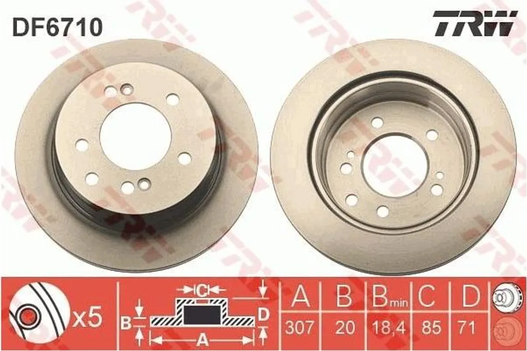 Jeu de disques de frein arrière 307mm pour Ssangyong Rodius II SUV