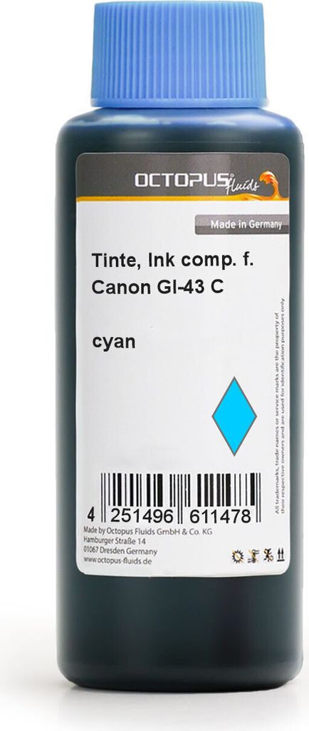 Nachfülltinte für Canon GI-43 C Pixma G 540, G 640 MegaTank cyan 100 ml