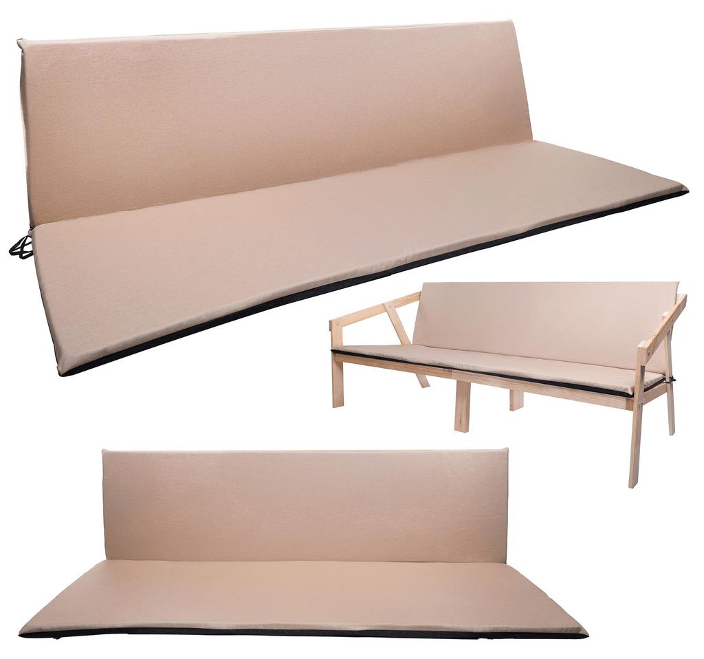 PATKAR Dünne Sitzkissen für Gartensofa - Outdoor Sofaauflage Wasserdicht & UV-beständig - Gartenkissen Rückenkissen - Braun-Schwarz