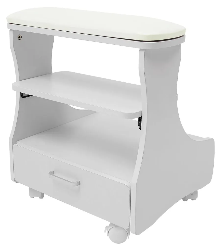 Fauteuil de pédicure mobile ivoire avec tiroir et roulettes - Modèle P32