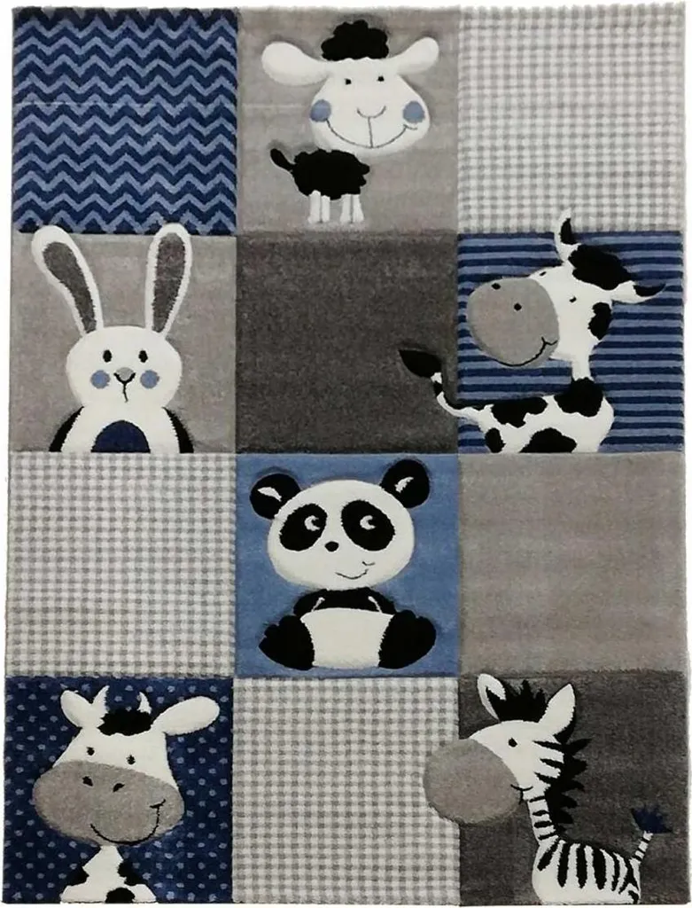 Tapis enfant animaux en textile tissé doux et résistant série ZOO