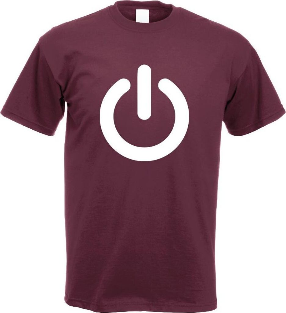 Kiwistar - T-Shirt - Burgund - Power ON - An - u. Ausschalter Motiv Bedruckt Funshirt Design Print - mit Motiv Bedruckt - Funshirt Design - Sport -...