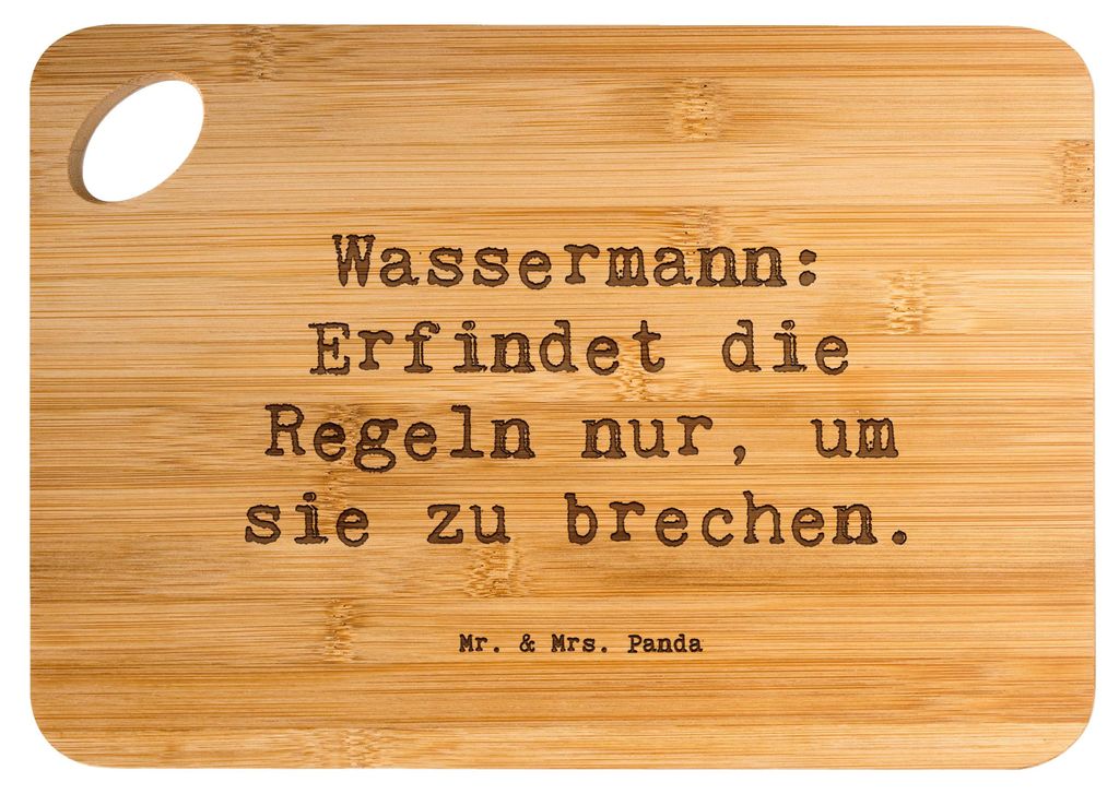 Mr. & Mrs. Panda Schneidebrett Spruch Wassermann Freigeist - Transparent - Geschenk, Sternzeichen, Hackbrett, Horoskop, kreativ, Tierkreiszeichen, ...