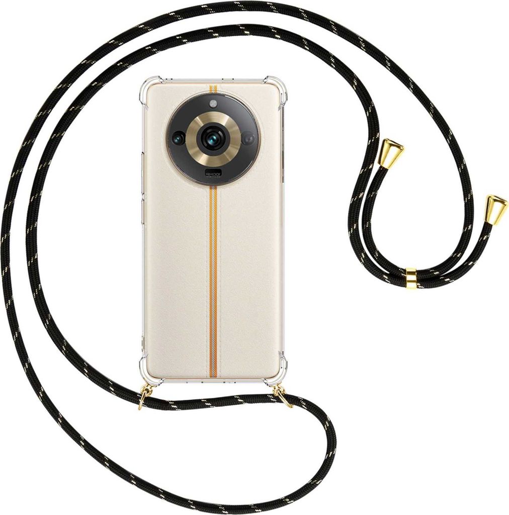 Handykette Backcover-Schutzhülle mit Band (Metall goldfarben) für Realme 11 Pro (6.7'') - schwarz/gold