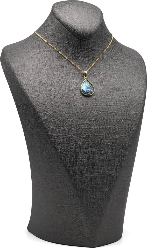 Collier en nacre d'ormeau véritable et acier doré résistant à l'eau 45cm - 2