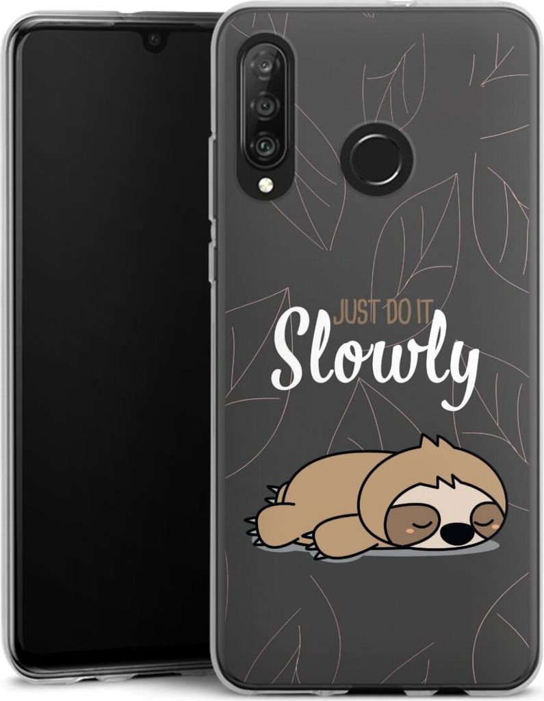 DeinDesign Handyhülle für Huawei P30 Lite Silikon Hülle Case Smartphone Schutzhülle Faultier Sprüche lazy sunday