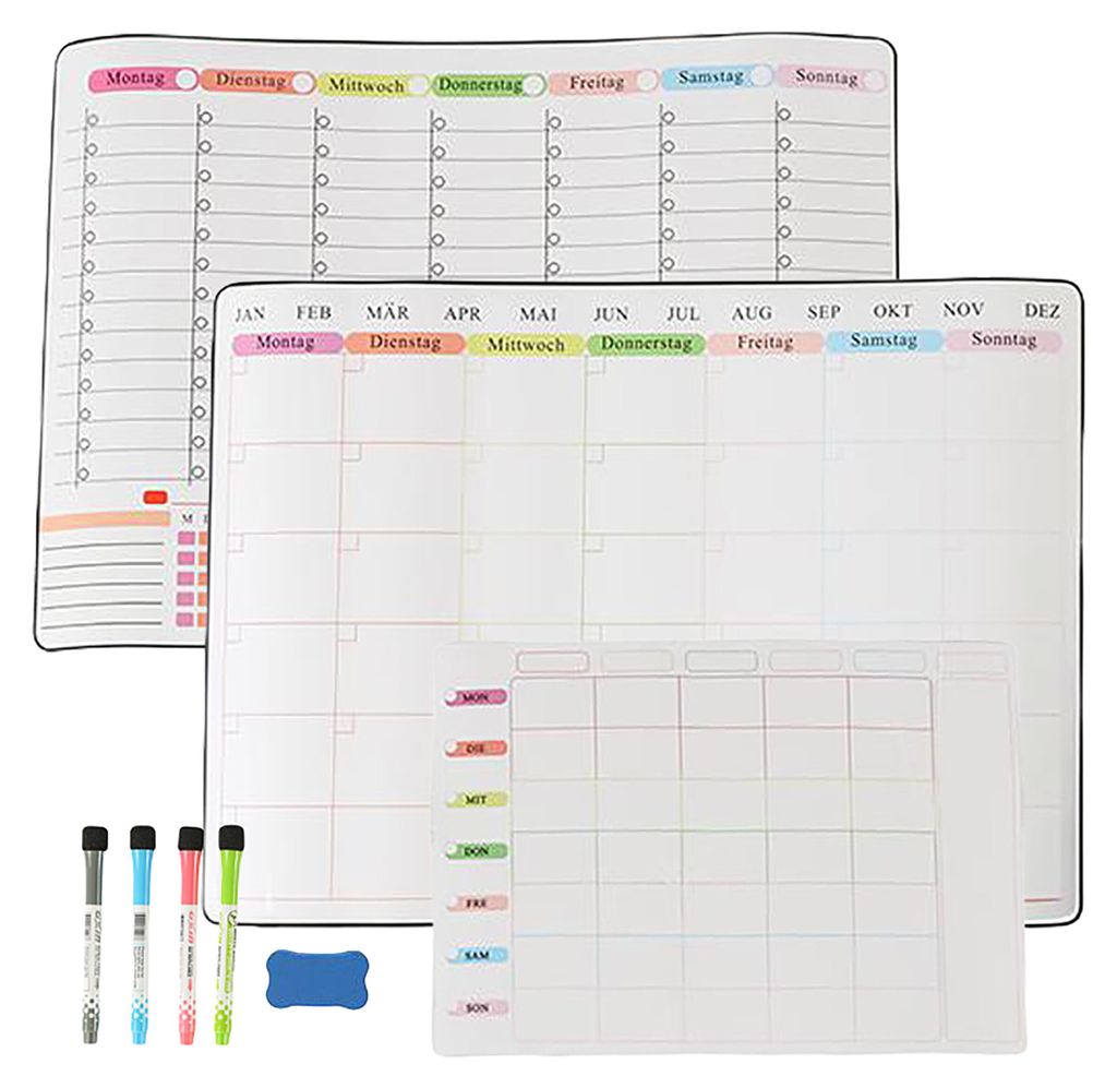 Relaxdays Whiteboard für Kühlschrank, 3er Set, Produktbild 