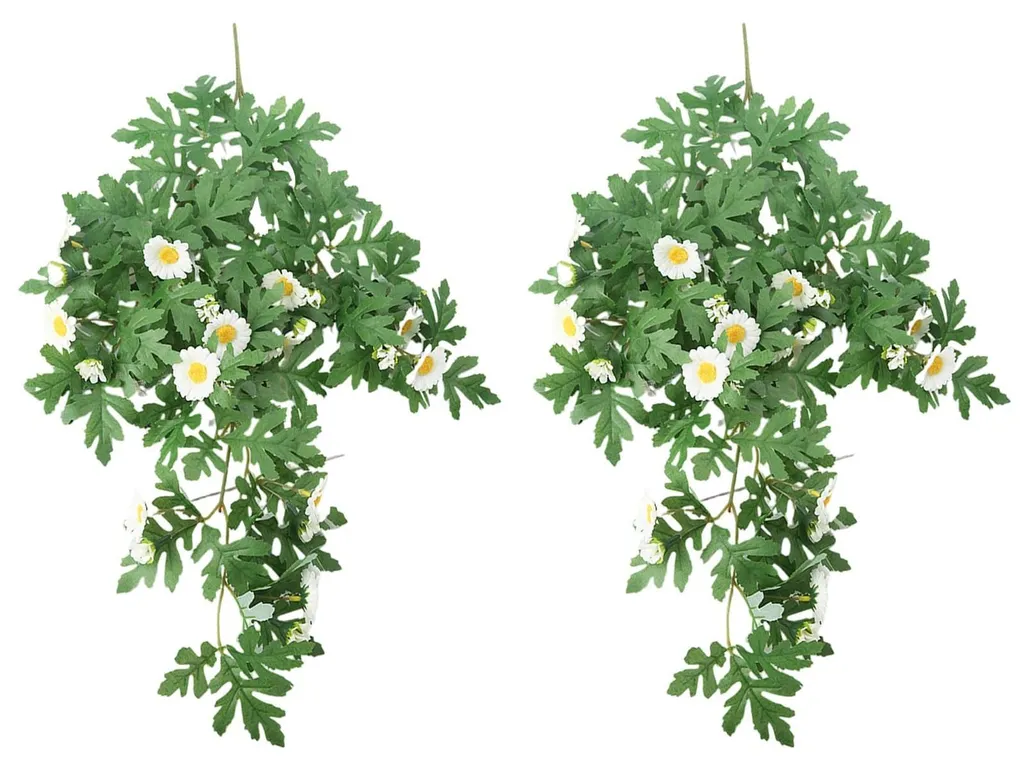 Plantes suspendues artificielles avec marguerites en pot - Lot de 2