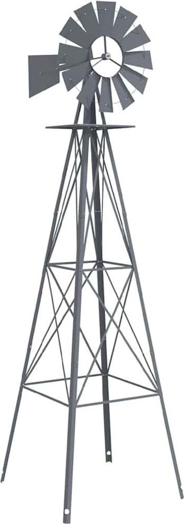 vidaXL Moulin à vent Gris 84 x 68 x 245 cm Fer Image du produit 