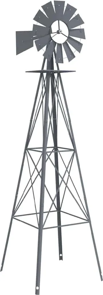 Moulin à Vent Géant 245 cm en Fer Gris - Structure Robuste et Stable