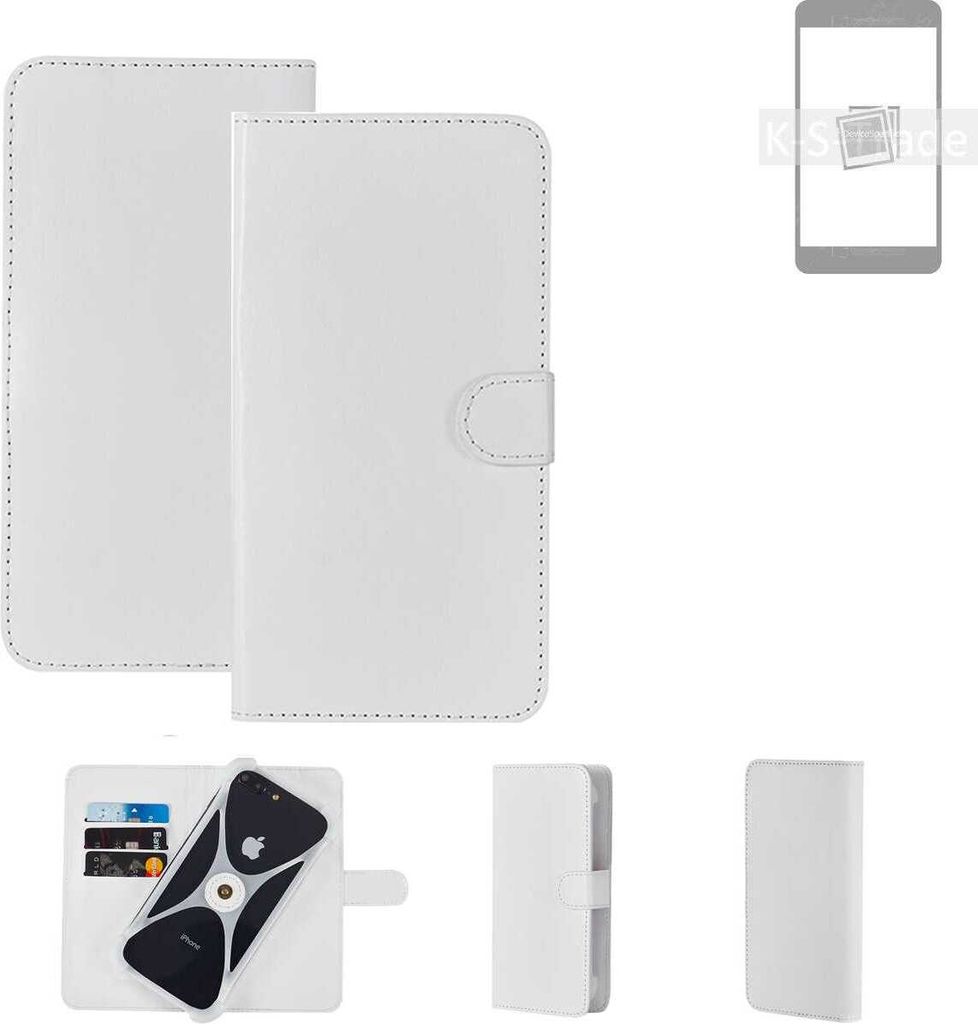 K-S-Trade Handy Hülle Schutz Hülle kompatibel mit Samsung Galaxy S23+ Cover Case Bookstyle Bumper weiß 1x
