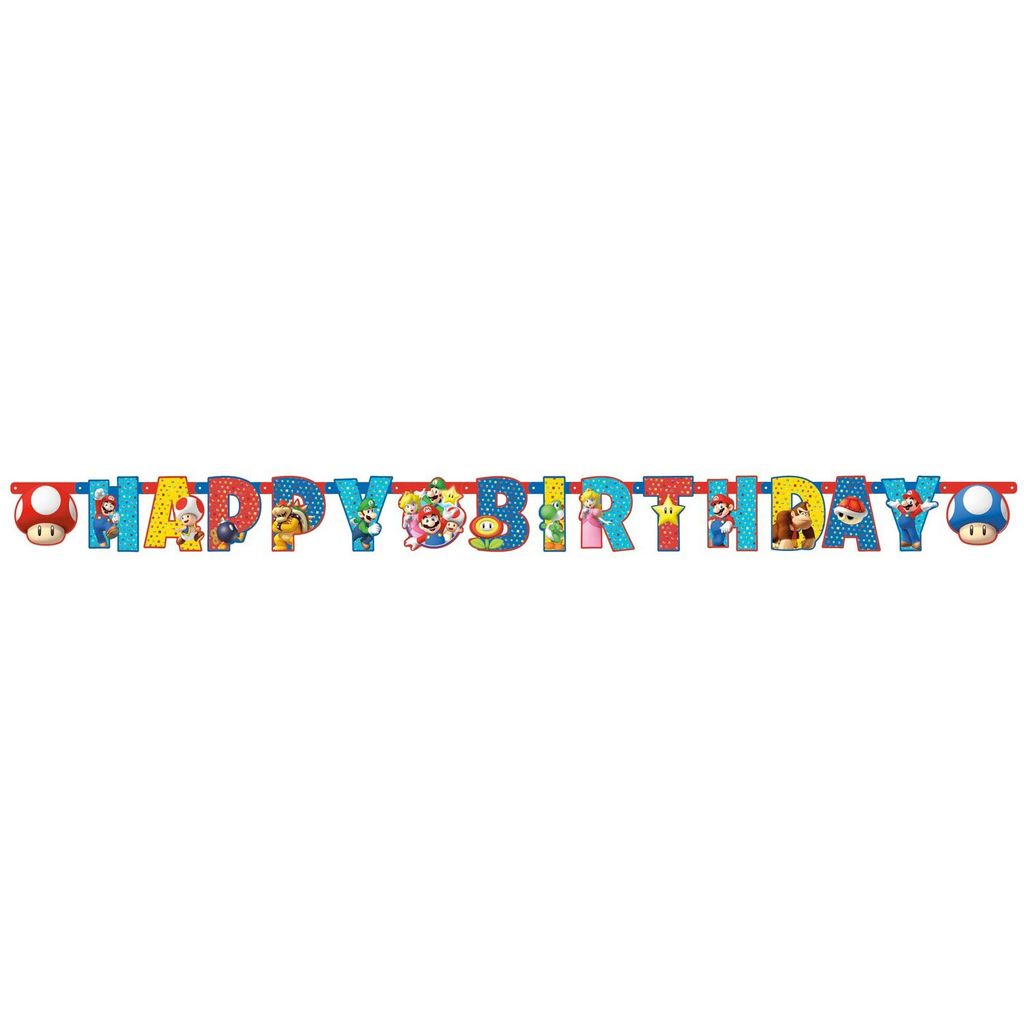 Super Mario Geburtstagsbanner 190x18 cm 1 St. Produktbild 