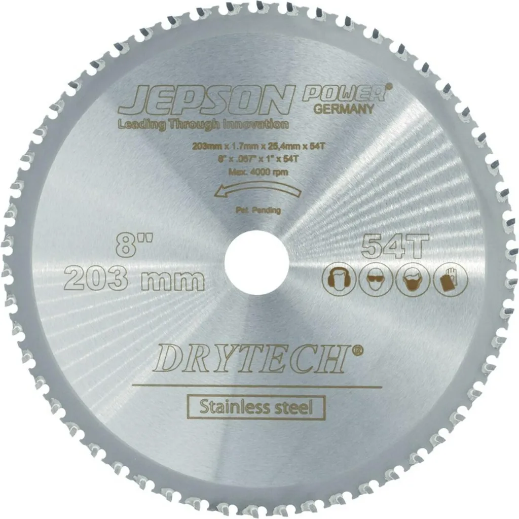 Lame Drytech HM203 Carbure 203mm avec 54 dents de coupe ultra-fine