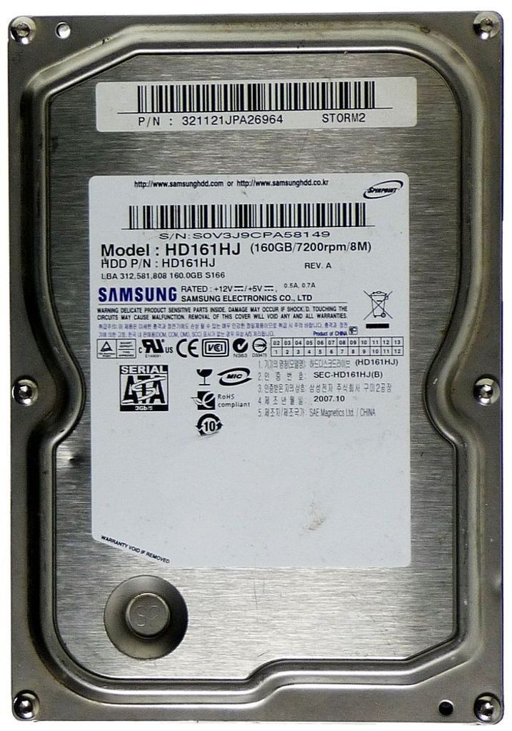 160GB HDD Samsung HD161HJ 8MB Cache SATA ID10719