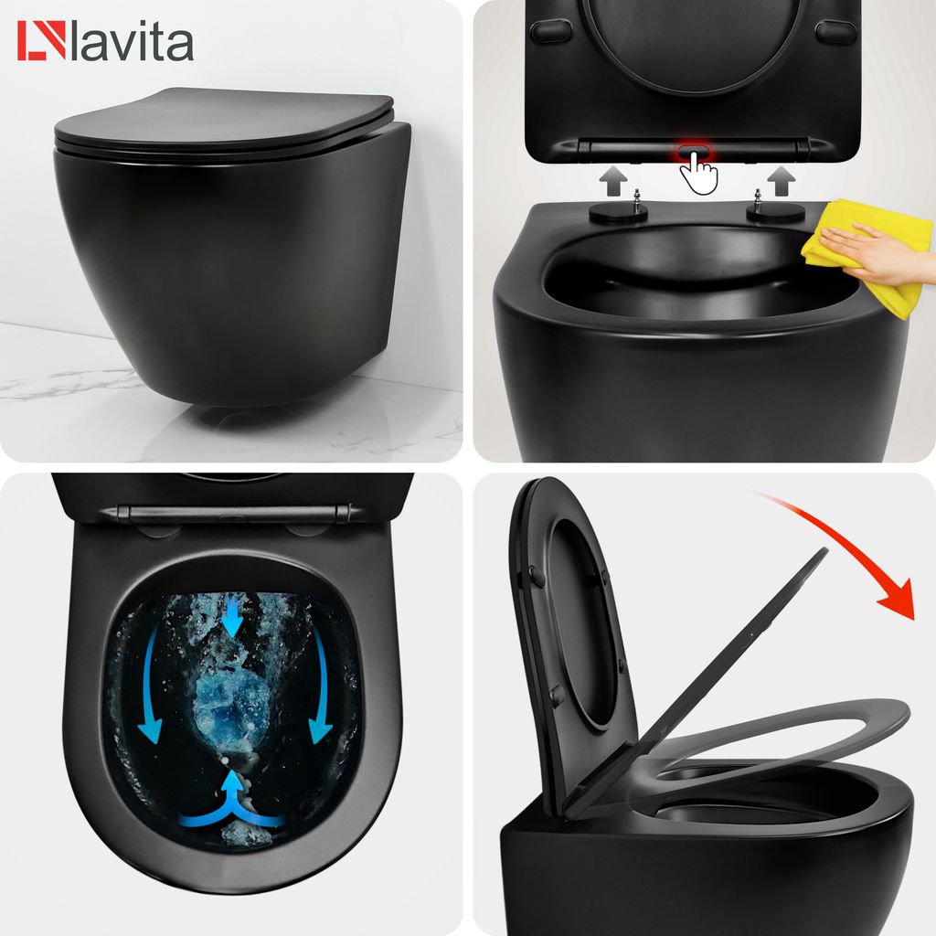 Lavita Hänge-WC Komplettset - Vorwandelement 40cm + Spülrandlos WC + Bedienplatte