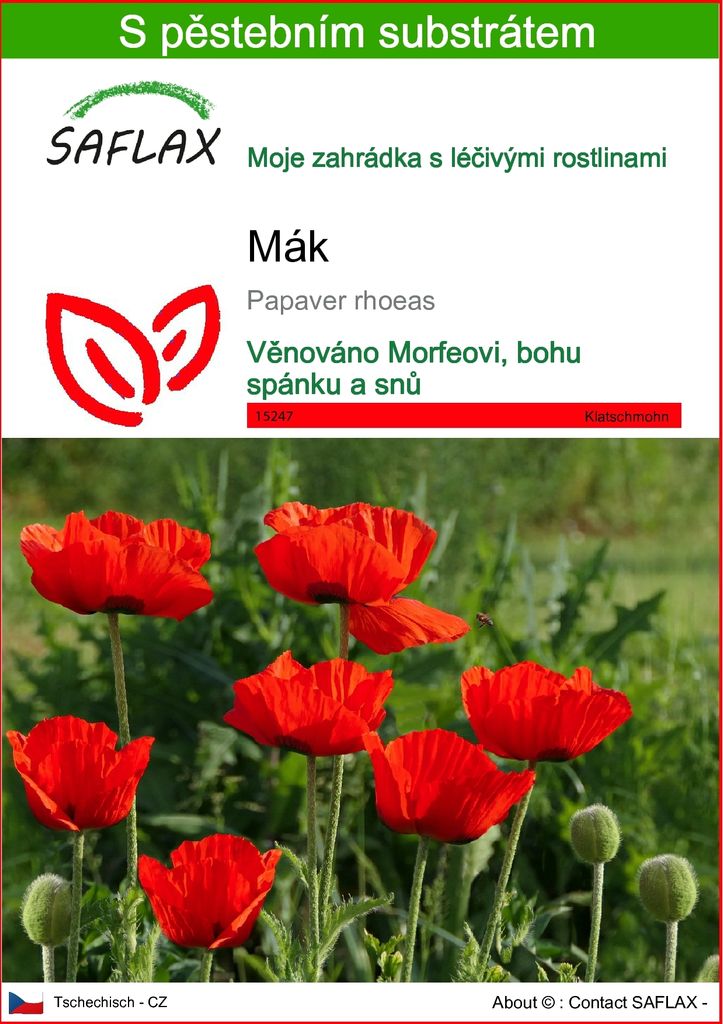 SAFLAX - mák - Papaver rhoeas - 27000 Semena - S pěstebním Obrázek produktu 