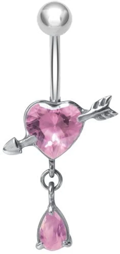 Piercing Belly Freccia Rosa Zirconia Cubica Acciaio Chirurgico - Rebel Look