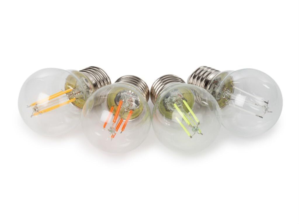 HQ-Power Set mit 4 E27 LED-Lampen mit klarem Glas, LED-Filament und G45-Form für dekorative