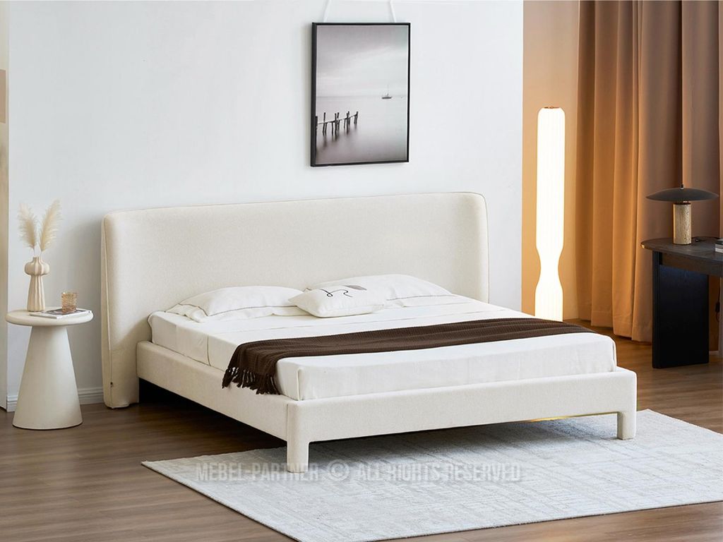 Gepolstertes Doppelbett 180x200 JANINE - Creme