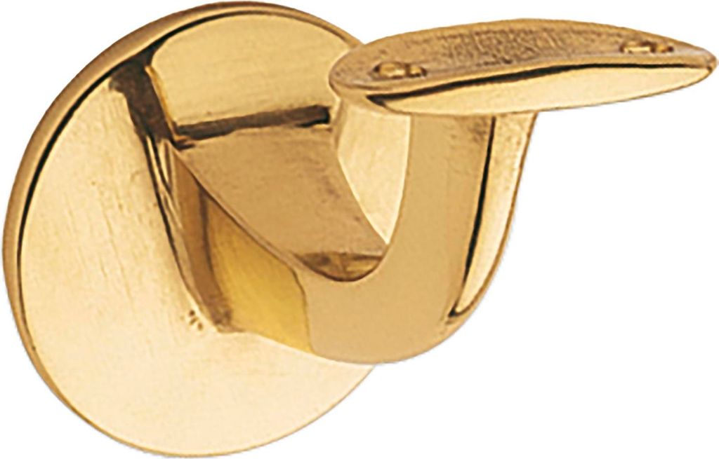 Handlaufträger mit gewölbter Auflage, Wandabstand 65mm, Messing poliert