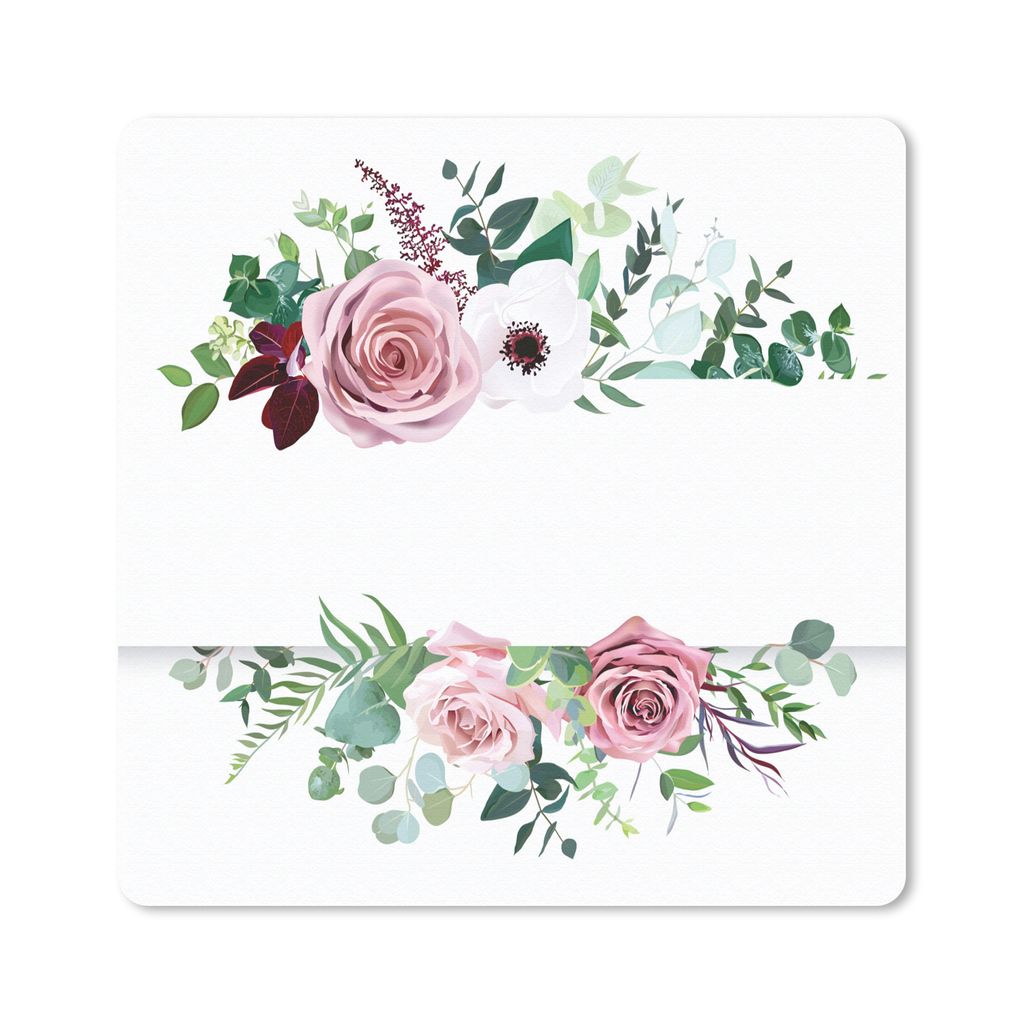 MuchoWow Mauspad Mousepad Blumen - Rosen - Malerei 20x20 cm - Mousepads - Maus Mat - Pad - Mausunterlage - Desk Mat - Bureauartikeln