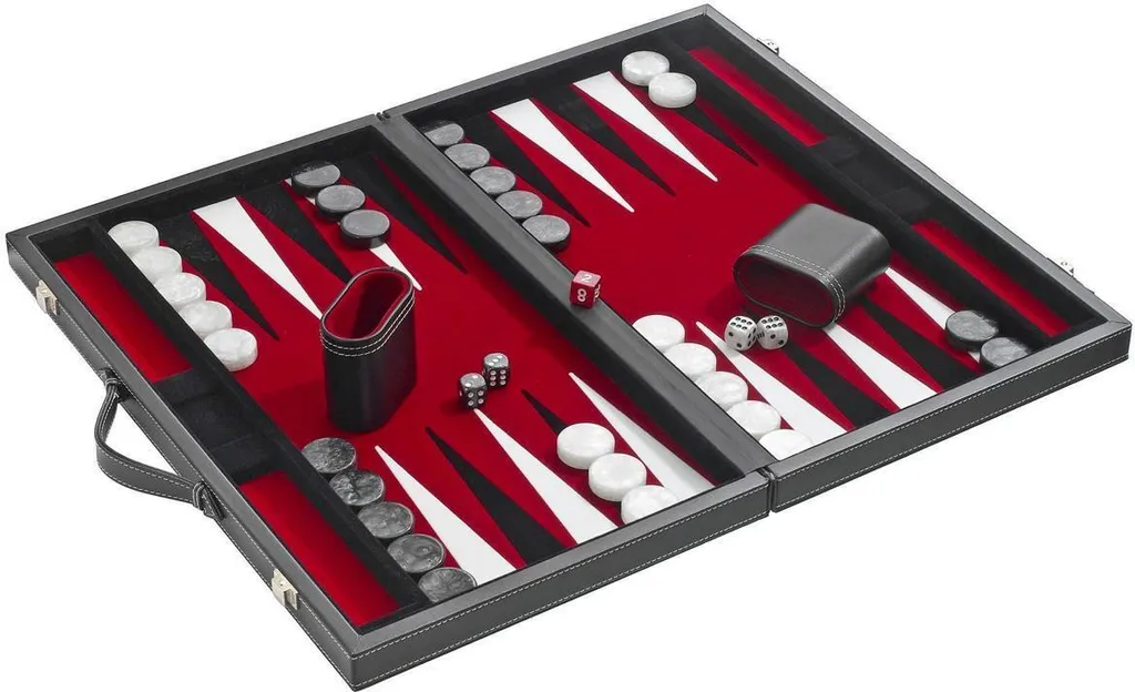 Backgammon Philos Rouge Portable 38 cm - Coffret Solide et Complet - 10