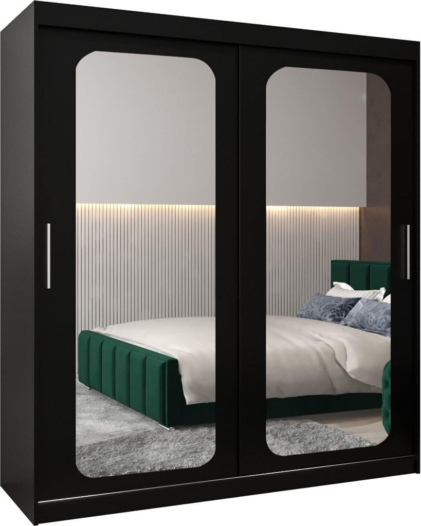 MEBLE KRYSPOL Promo 3180 Schlafzimmerschrank zwei Schiebetüren - Mattschwarz