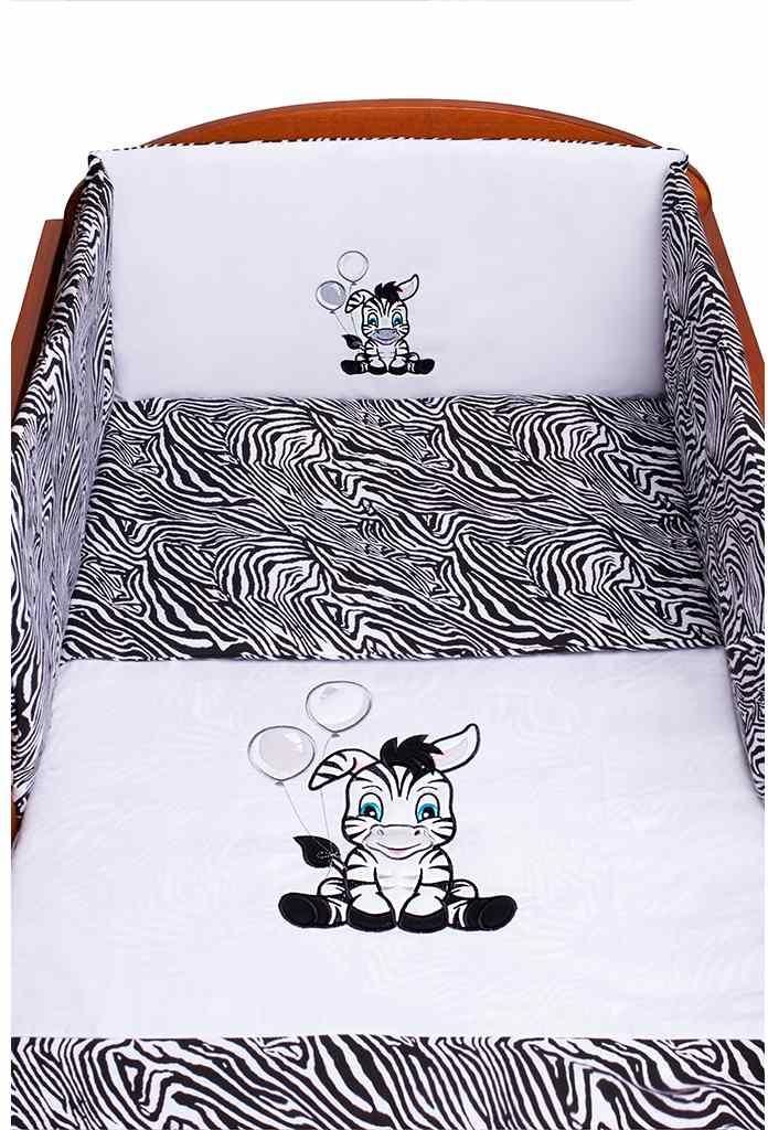 3-teilige Bettwäsche New Baby Zebra 100/135 weiß-schwarz