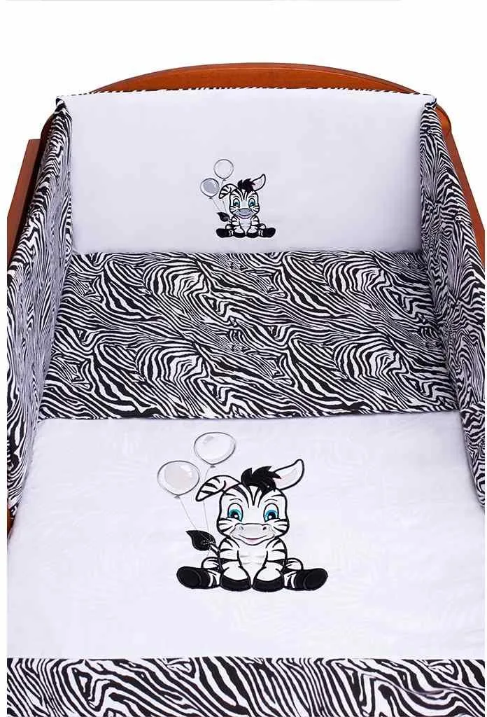Literie 3 pièces New Baby Zebra 100x135 cm blanc-noir pour lit bébé