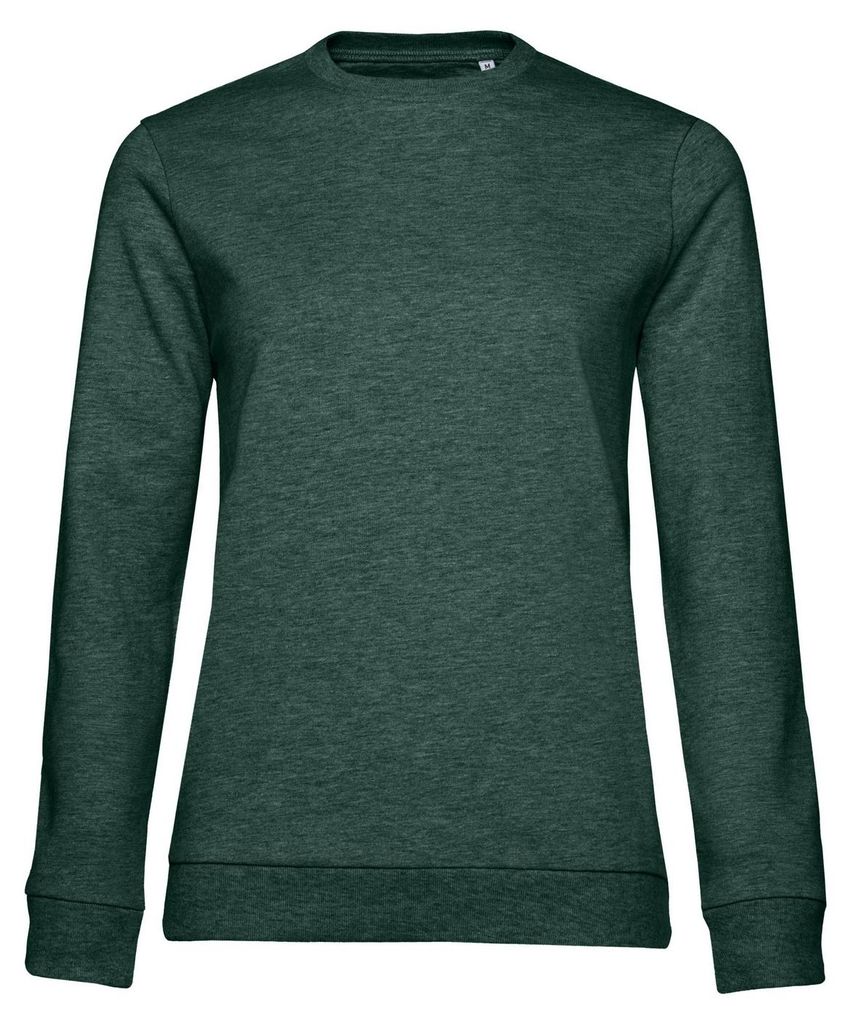 B&C - Sweatshirt für Damen angesetzte Ärmel LT1827 (S) (Dunkelgrün meliert)