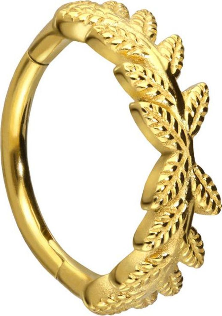 Ohrpiercing, Nasenpiercing, Septum Piercing Chirurgenstahl Segmentring Clicker BLÄTTERKRANZ Gold Innendurchmesser: 12 mm