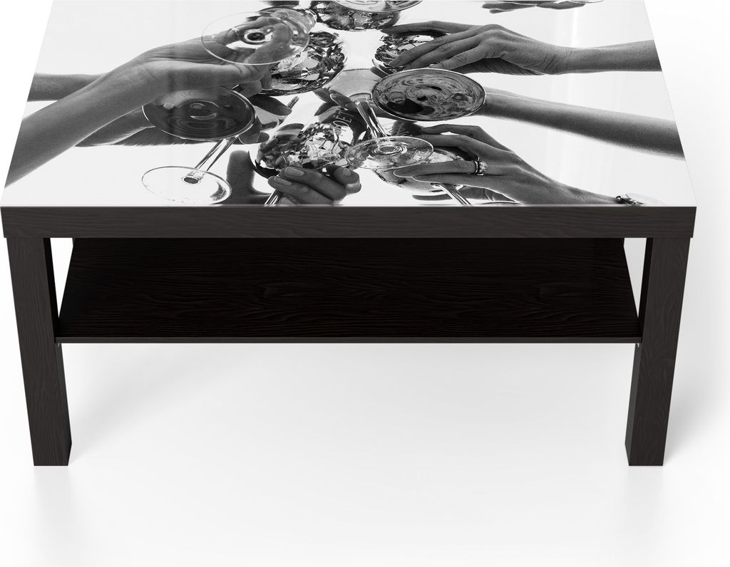DEQORI Couchtisch 90x55 cm Schwarz 'Gläserne Verbundenheit' Glas Beistelltisch Glastisch modern