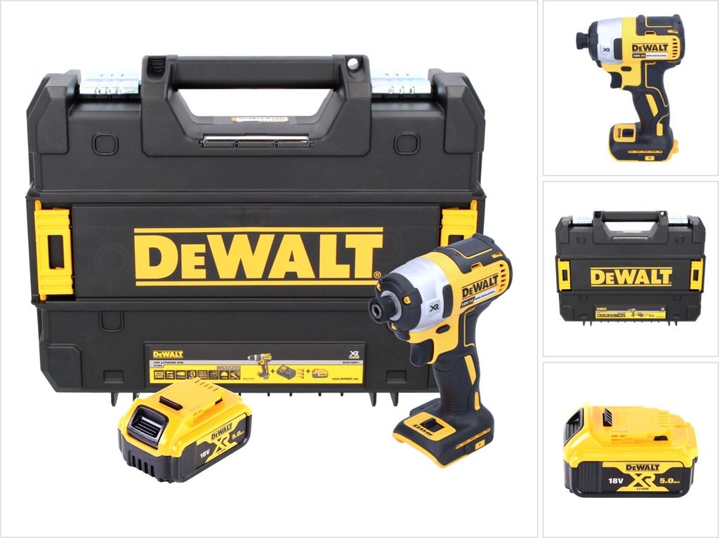 DeWalt DCF 887 NT Akku Schlagschrauber 18 V 205 Nm 1/4" Brushless + 1x Akku 5,0 Ah + TSTAK - ohne Ladegerät