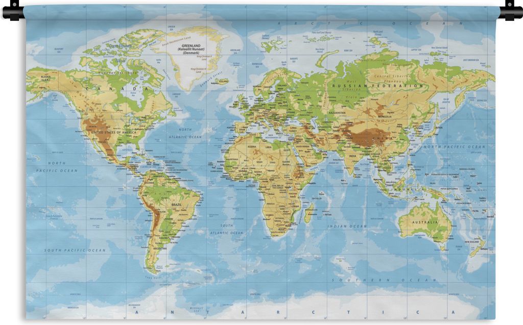 MuchoWow Wandteppich Wandbehang Weltkarte - Statistisch - Blau - Erde - Bildung 60x40 cm Tapisserie Dekoration Wandtuch - Wanddekorationen