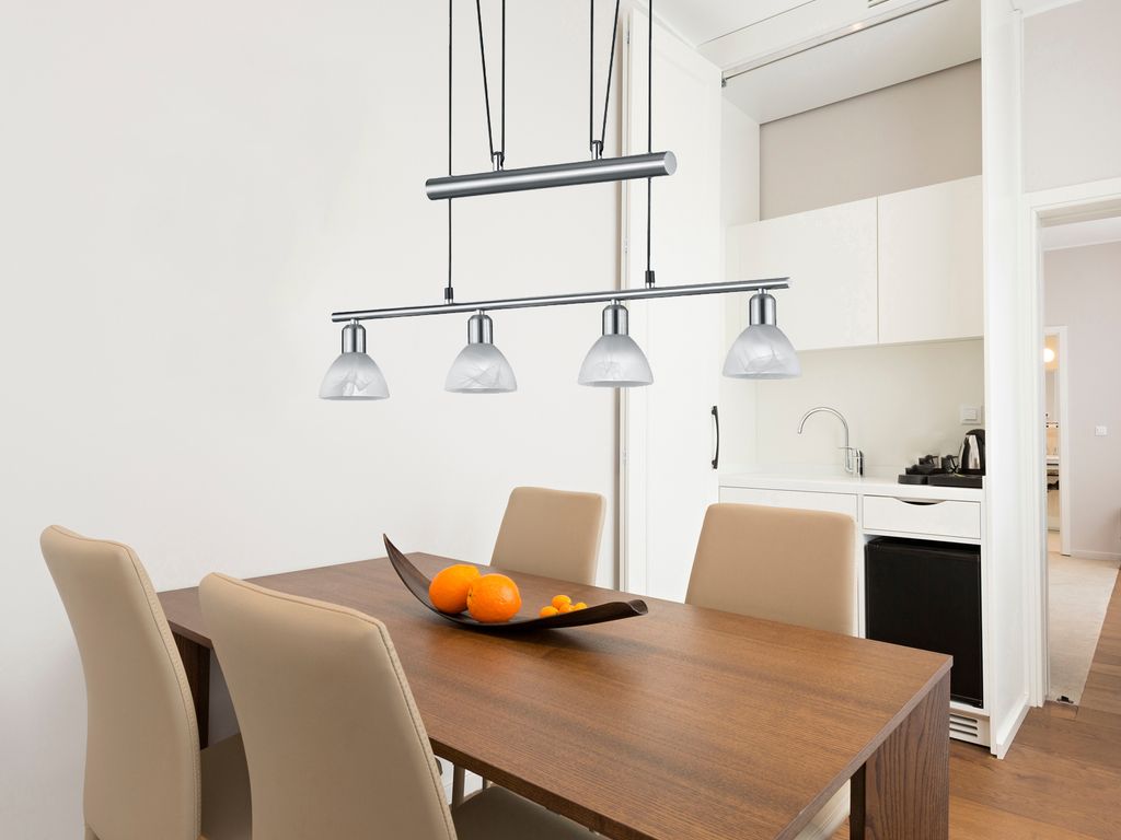 LED-Pendelleuchte - Nickel matt - Weiß - Glas - Metall - Produktbild 