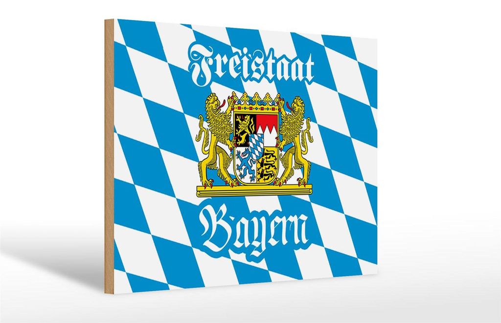 Holzschild Bayern 30x20cm Freistaat Bayern Wappen