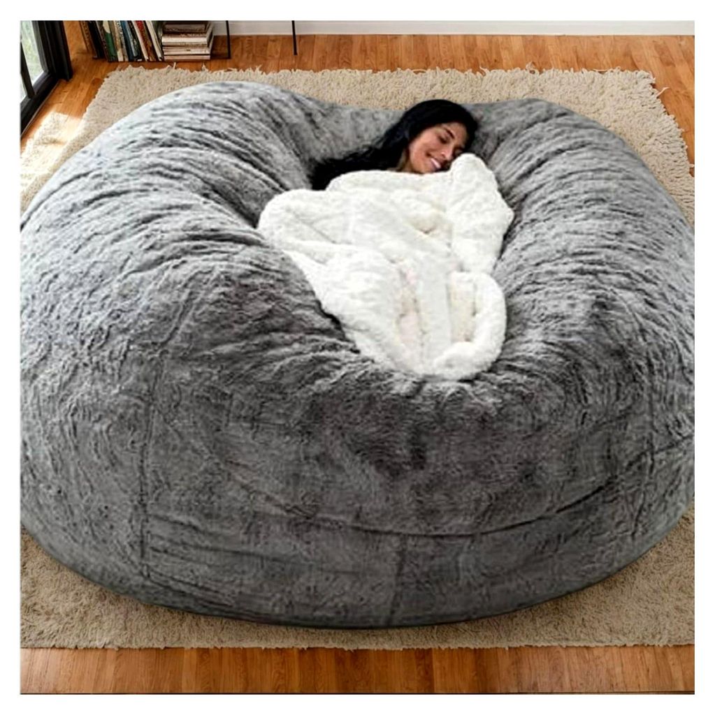 Sitzsack-Stuhl aus Kunstfell, großer Gaming-Sitz für Erwachsene, waschbar, birnenförmig, Bezug für Wohnzimmer und Garten, H180 x 90 cm