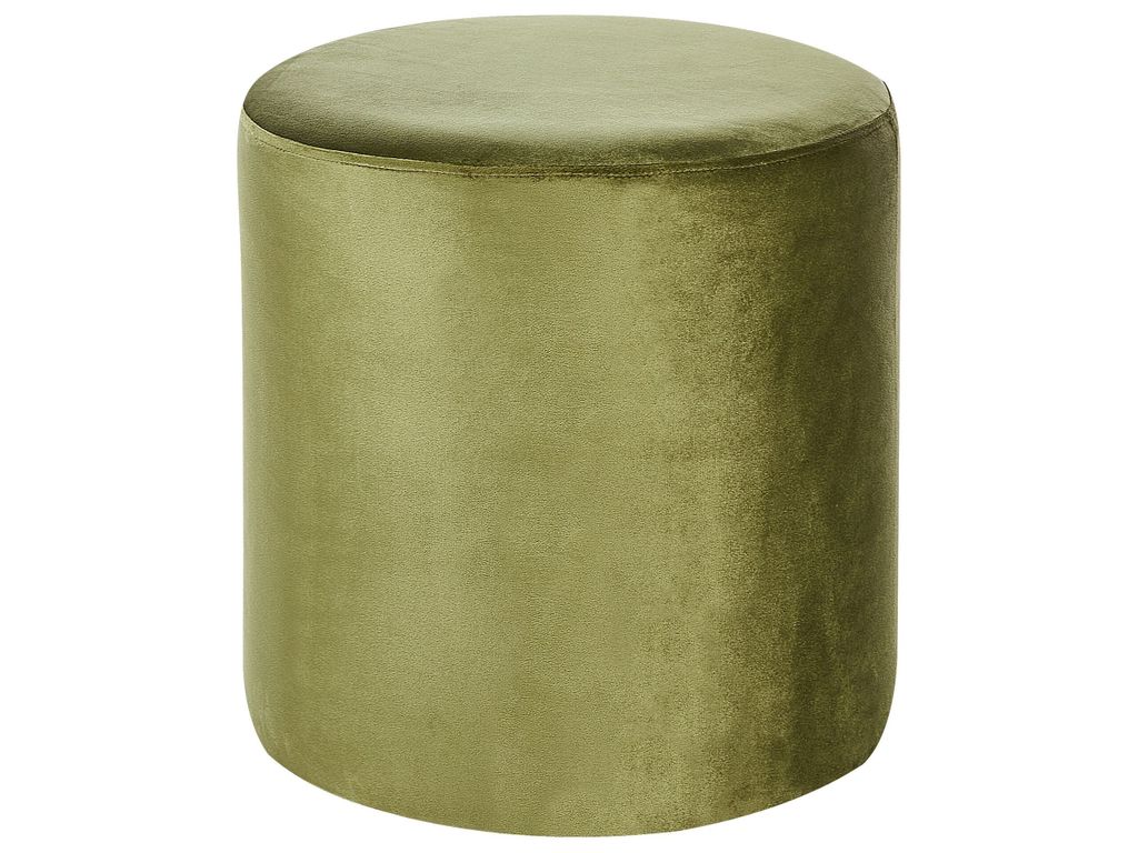 BELIANI Pouf Olivgrün Samt 47 cm Rund Modern Glamourös Sitzhocker Ottoman Samthocker Fußhocker Schemel für Wohnzimmer Schlafzimmer