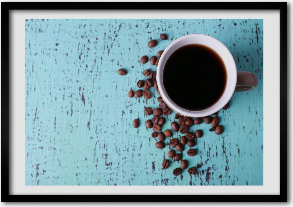 Bild - Bilderrahmen - 100 cm x 70 cm - MDF - Rahmen - Foto - Wandkunst Schwarzer Kaffee