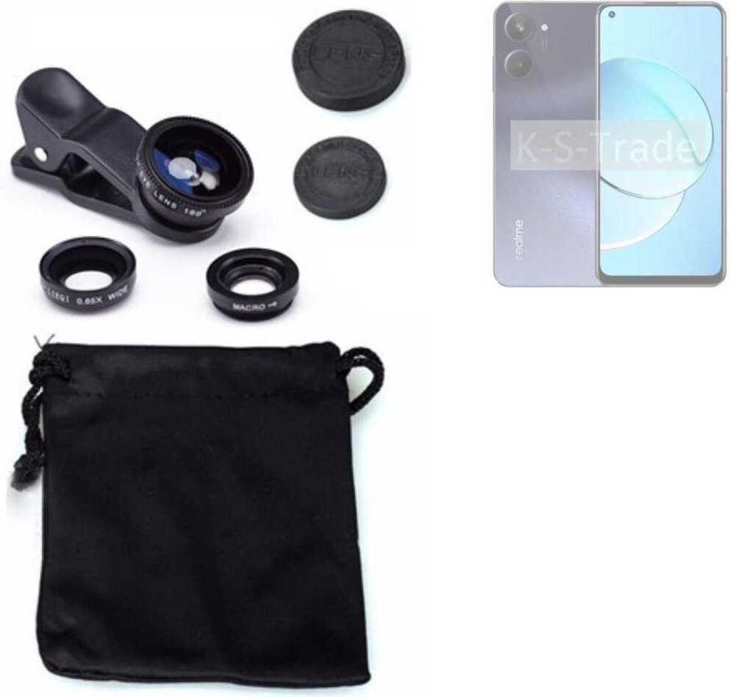 K-S-Trade Smartphone Kamera Linsen Set Kompatibel mit Realme 10 3in1 Clip-On Kamera Adapter Macro Weitwinkel FishEye Fischauge Objektiv Linse