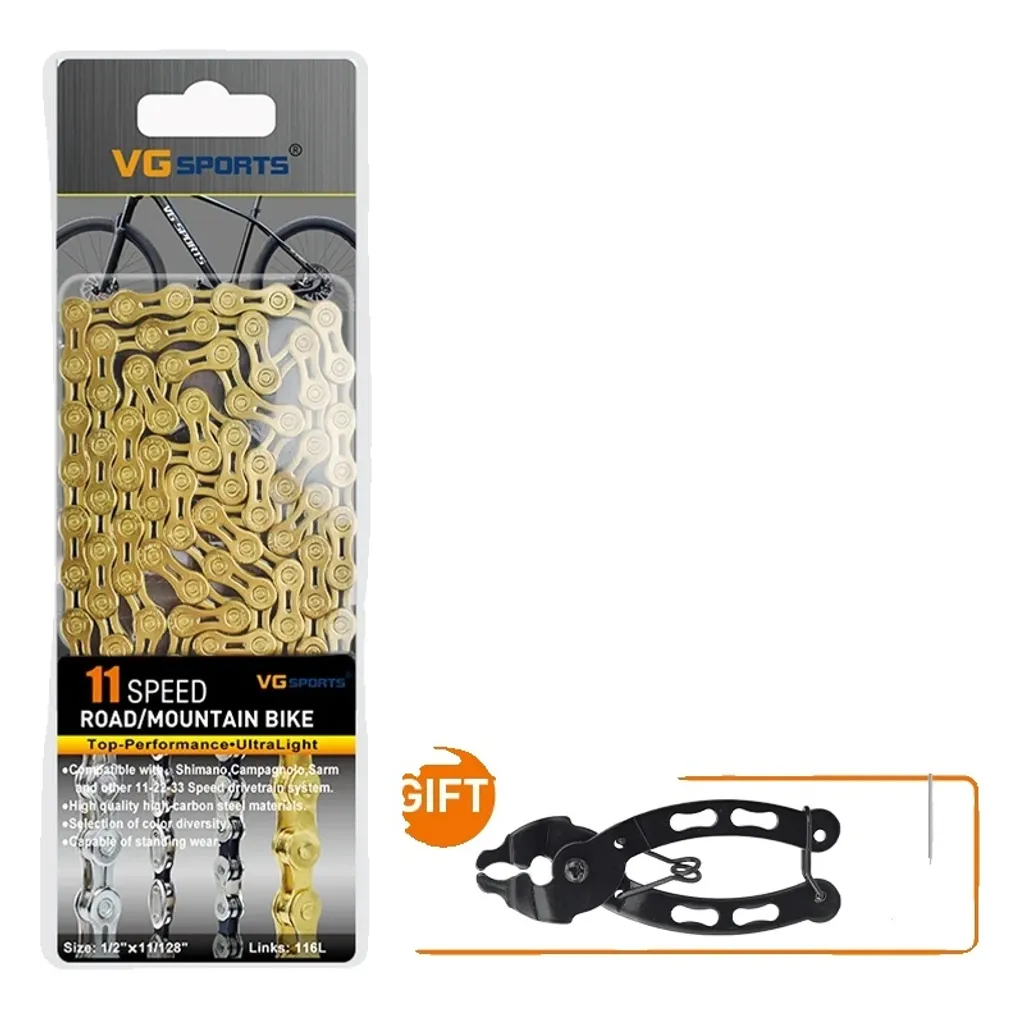 Chaîne vélo 11 vitesses or pour cyclosport et compétition sur route