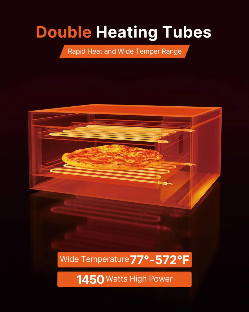 Four à pizza 300°C électrique compact 1450W avec minuteur