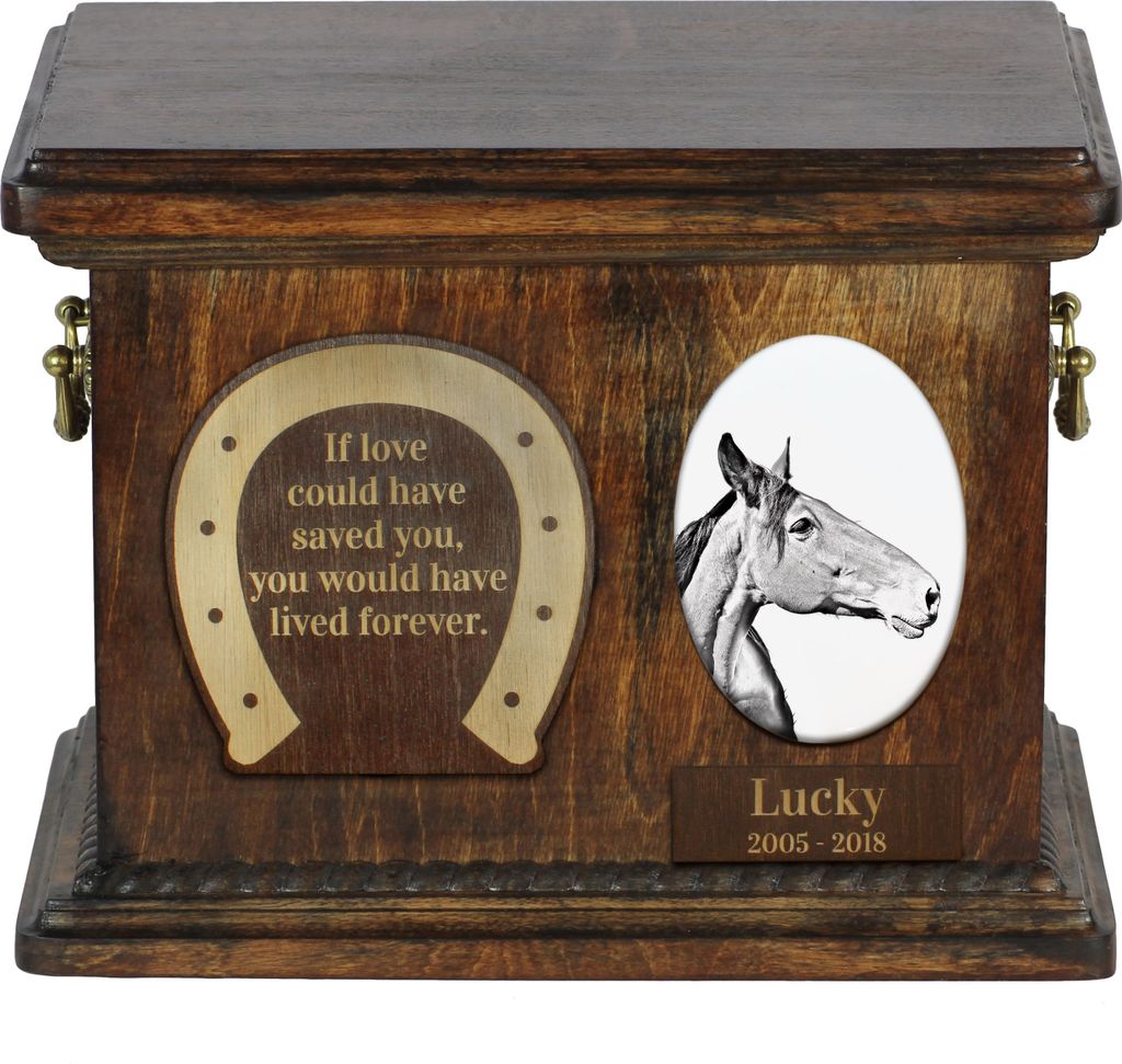 Australisches Zuchtpferd - Eine Urne für die Asche eines Pferdes, eine Urne für ein Pferd mit Foto, personalisierte Tierasche-Box von Art-Dog.