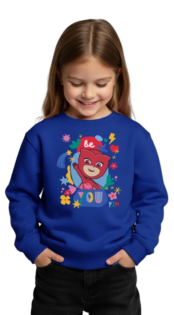 Spreadshirt PJ Masks Owlette Slogan Be You Sei Du Selbst Kinder Premium Pullover, 110/116 (4 Jahre), Royalblau